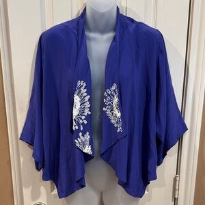 Anthro Leifsdottir Silk Open Front Beaded Cardigan. Sz Small